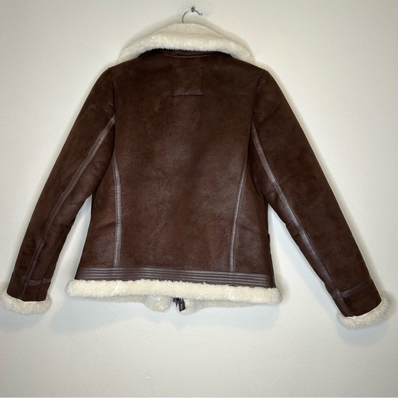 Abercrombie and Fitch Faux suede Brown cozy lined bomber jacket size s - Picture 2 of 9